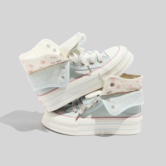 Damen Sneakers mit ausdrucksvoller Klappfunktion und modischem Punktemuster EB