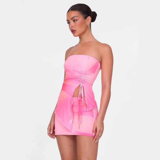 Damen Mini-Kleid mit asymmetrischem Schnitt und Raffungsdetails EB
