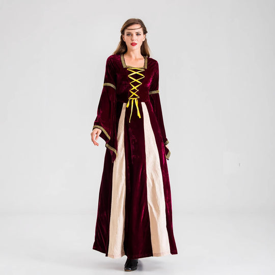 Damen historisches Märchenkleid mit langen Armen und dekorativer Schnürung EB
