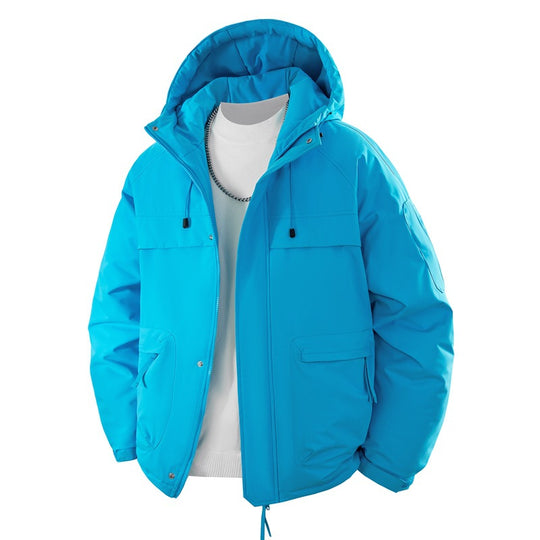Herren wattierter Kapuzenparka mit hoher Stehkragenlösung, verstellbarem Kordelzug und multifunktionalen Außentaschen EB