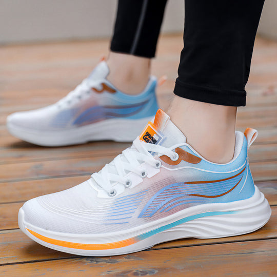 Unisex nan leichtgewichtiger Komfort-Running-Sneaker mit nahtlosem Mesh-Obermaterial, gepolstertem Fersenkragen und stoßabsorbierender Wellen-EVA-Sohle EB