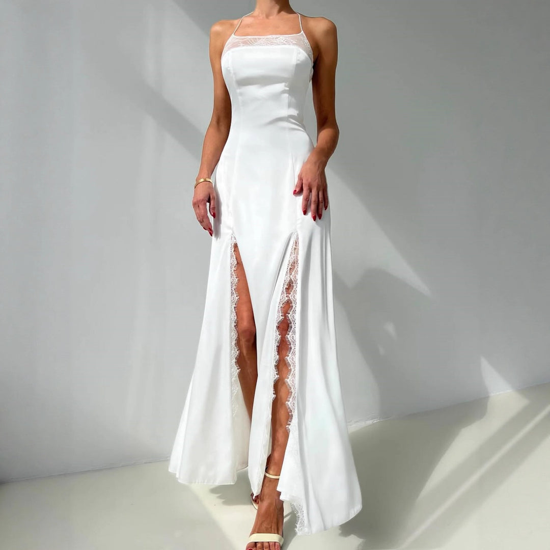Damen Maxikleid mit floralem Muster und transparenten Einsätzen EB