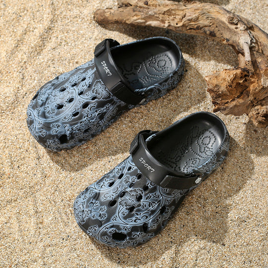 Damen Komfortable Clogs mit verstellbarem Riemen und floralem Design EB