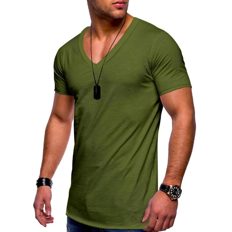 Herren nan V-Ausschnitt T‑Shirt aus feinem Jersey mit schmaler Silhouette und flachen Nähten EB