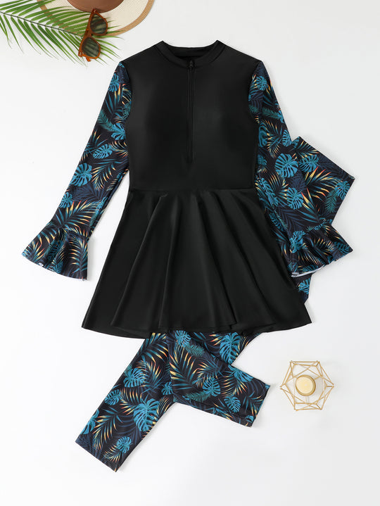 Damen Sportlicher Schwimmanzug mit voluminösem Rock EB