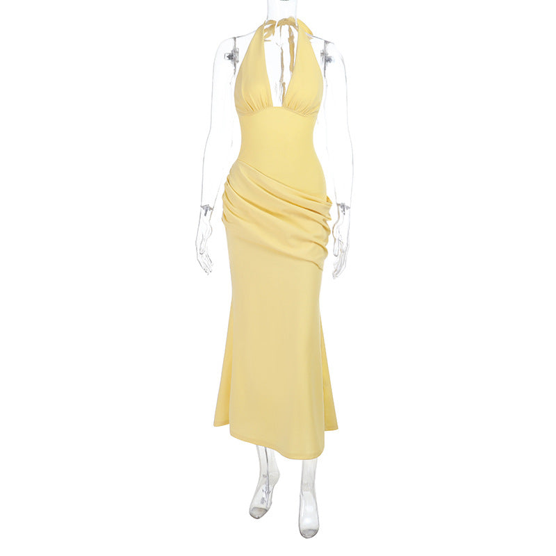 Damen figurbetontes Wickelkleid mit tiefem V-Ausschnitt und Drapierungen EB