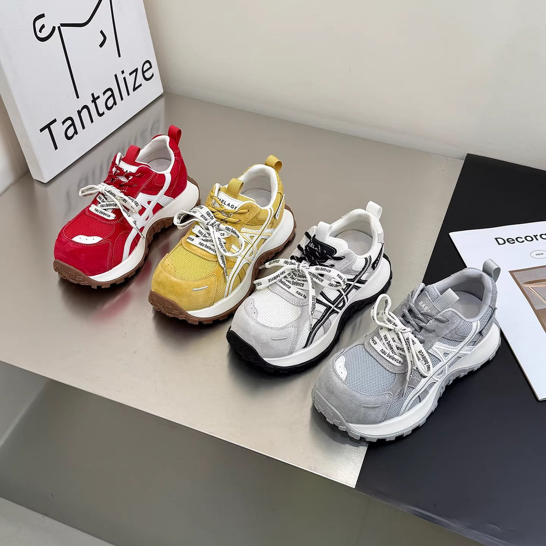 Damen Sportliche Sneakers mit atmungsaktiver Mesh-Oberfläche und robustem Sohlenprofil EB