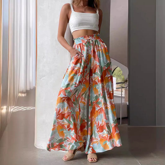 Damen Weite Palazzo-Hose mit elastischem Bund und praktischen Taschen EB