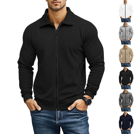 Herren bequeme und stylische Kapuzenjacke mit strukturiertem Gewebe EB