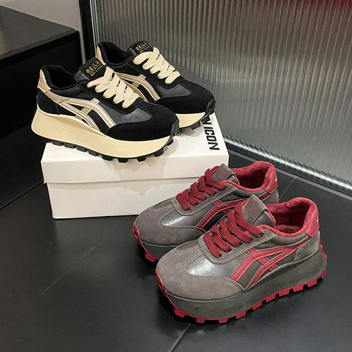Damen Sportliche Plateau Sneakers mit rutschfester Sohle und atmungsaktivem Obermaterial EB