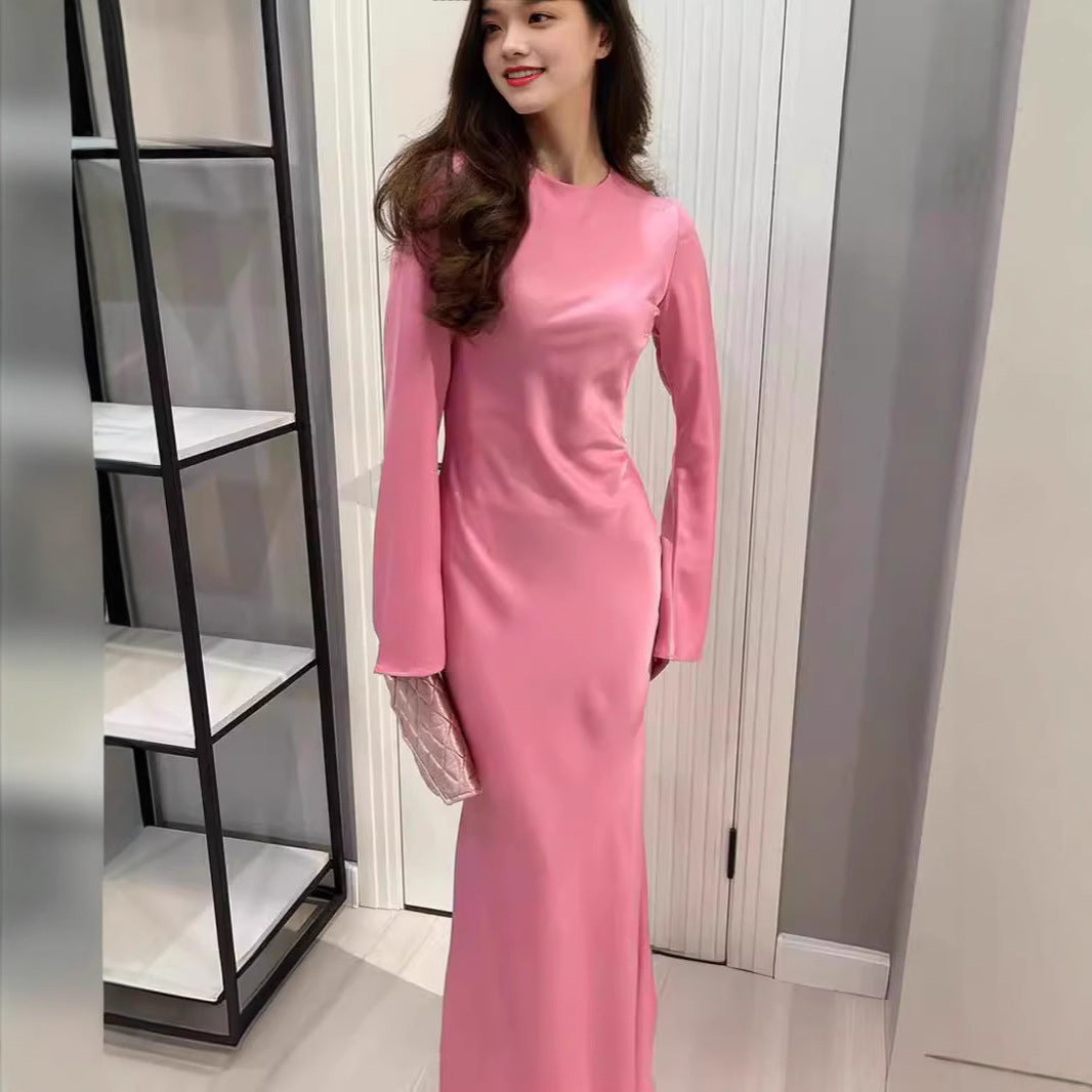 Damen Elegantes Maxikleid mit schmeichelndem Schnitt und ausgestellten Ärmeln EB