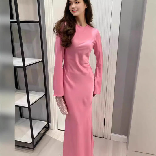 Damen Elegantes Maxikleid mit schmeichelndem Schnitt und ausgestellten Ärmeln EB