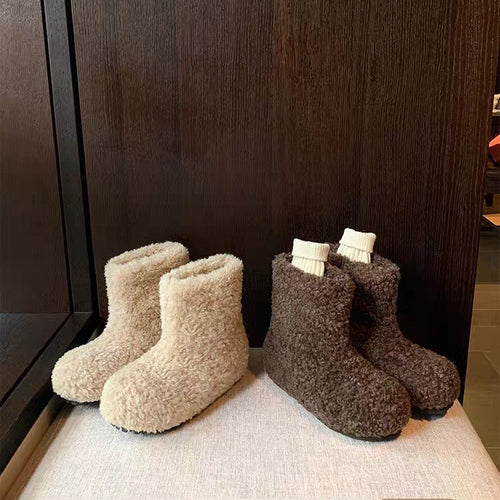 Damen Hausschuhe aus kuscheligem Teddy-Fleece und rutschfester Gummisohle EB