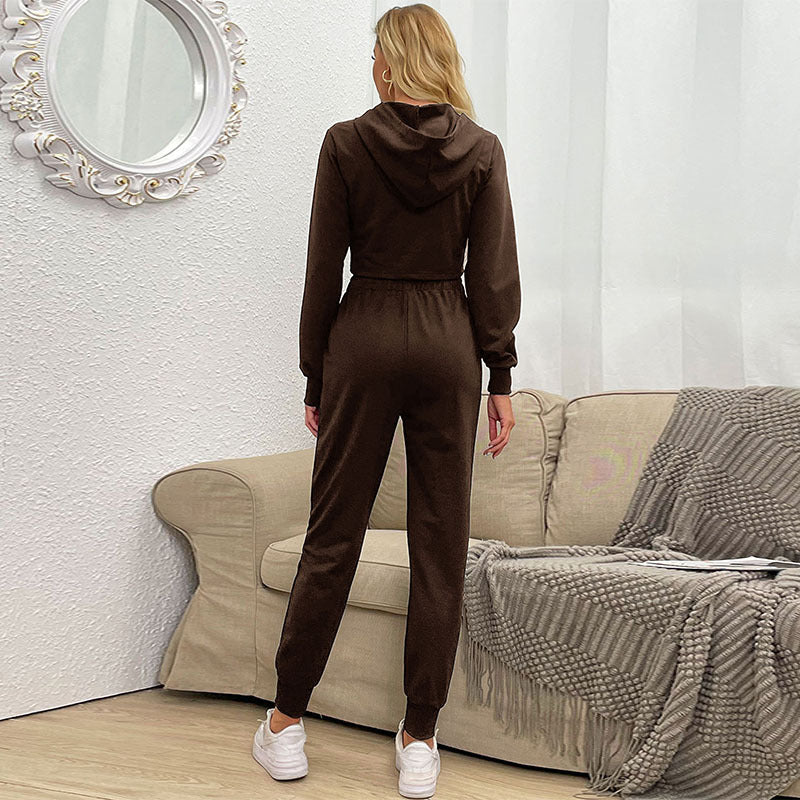 Damen Sportliches Set mit kurzem Oberteil und elastischem Bund EB