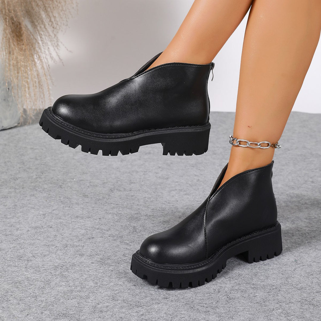 Damen Modische Chelsea-Boots mit trendigem Plateau und rutschfester Sohle EB
