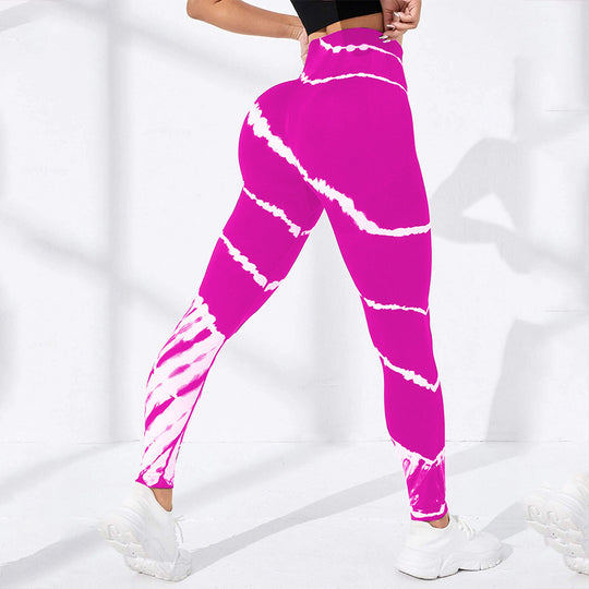 Damen Sportliche Hochbund-Leggings mit auffälligem Tie-Dye-Muster EB