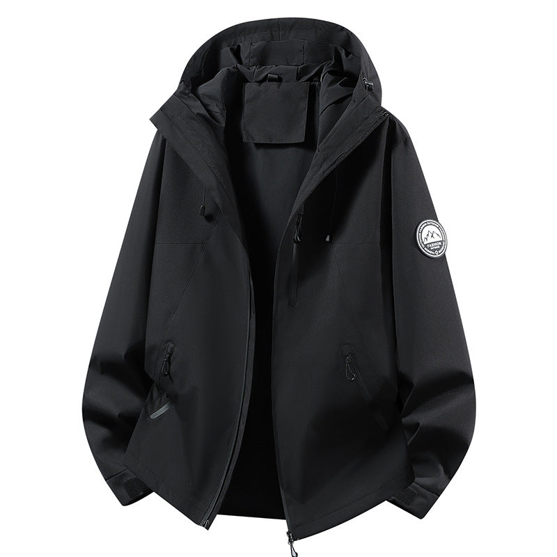 Unisex ultraleichter wasserdichter Kapuzenblouson mit verschweißten Nähten und Brust-Reißverschluss EB