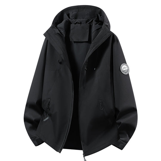 Unisex ultraleichter wasserdichter Kapuzenblouson mit verschweißten Nähten und Brust-Reißverschluss EB