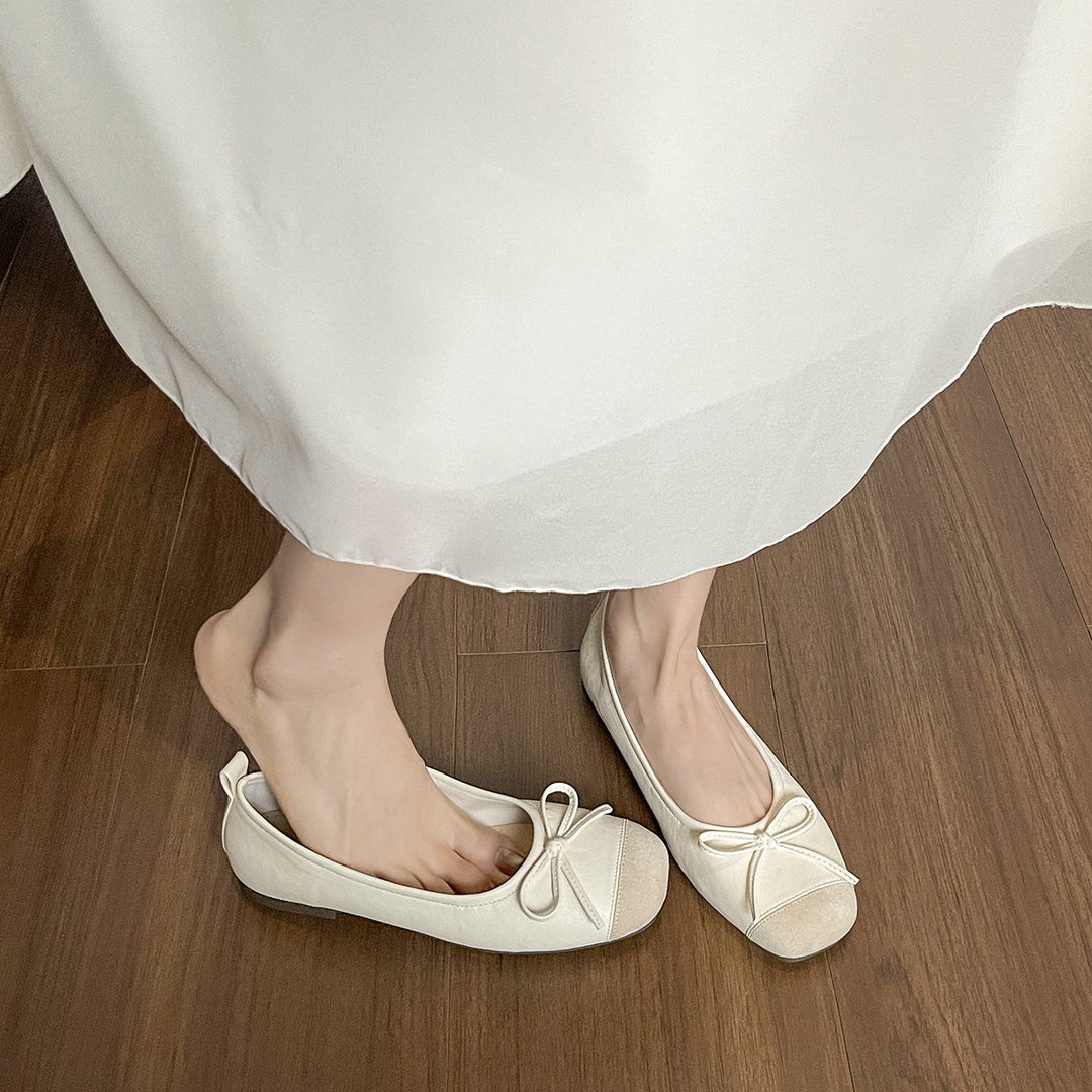 Damen Ballerinas mit elegantem Schleifenakzent aus hochwertigem Leder EB