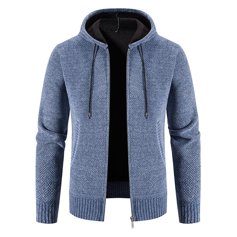 Herren Strickjacke mit Kapuze und strukturiertem Design EB
