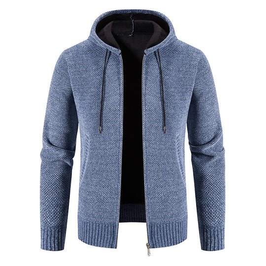 Herren Strickjacke mit Kapuze und strukturiertem Design EB