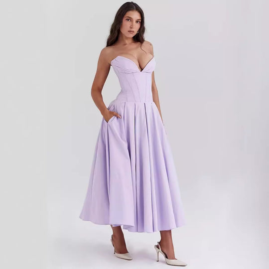 Damen Abendkleid mit herzförmigem Ausschnitt und fließendem Rock EB
