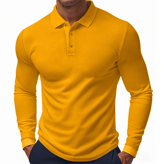 Herren Langarm-Polohemd mit strukturiertem Gewebe EB