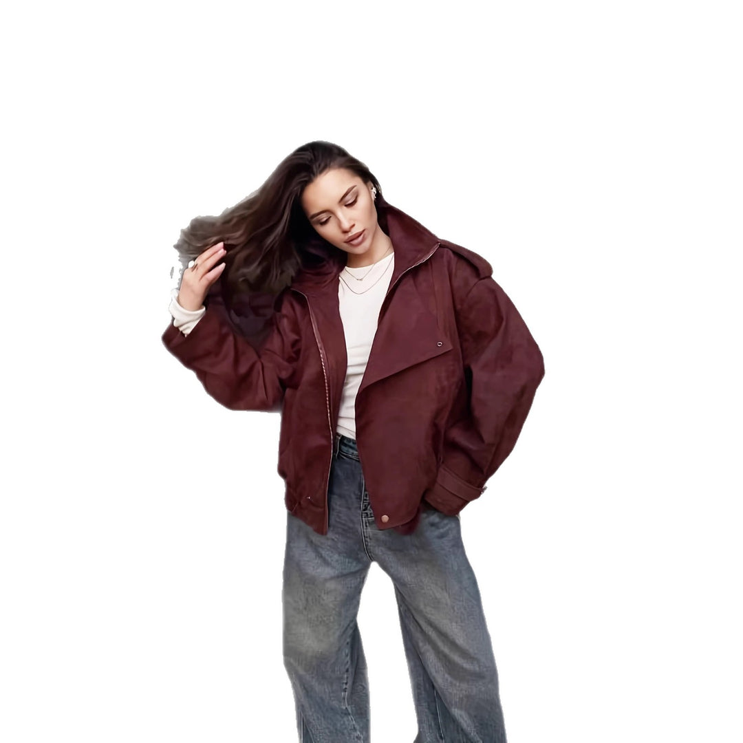 Damen modische Steppjacke mit hohem Kragen und seitlichen Taschen EB