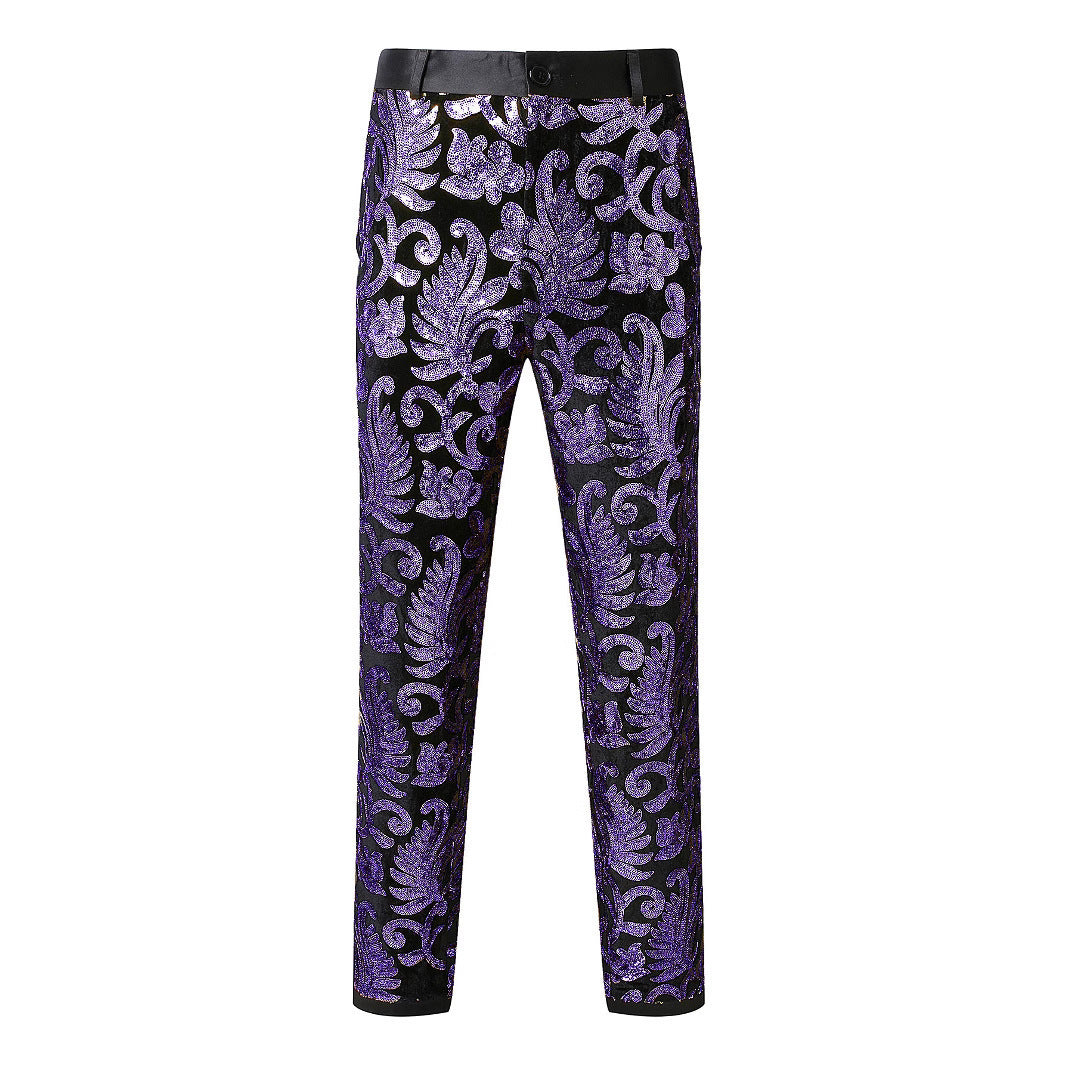 Herren Glitzernde Veranstaltungs-Hose mit floralem Muster EB