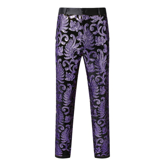 Herren Glitzernde Veranstaltungs-Hose mit floralem Muster EB