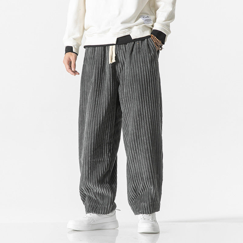 Herren nan weite Breitcord-Hose mit elastischem Bund, Kordelzug und tiefen Eingrifftaschen EB