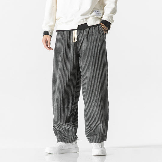 Herren nan weite Breitcord-Hose mit elastischem Bund, Kordelzug und tiefen Eingrifftaschen EB