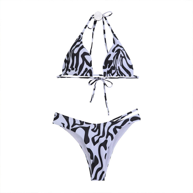 Damen Triangel-Bikini mit trendy Animal-Print und verstellbaren Trägern EB