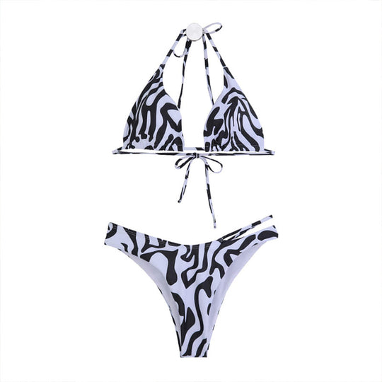 Damen Triangel-Bikini mit trendy Animal-Print und verstellbaren Trägern EB