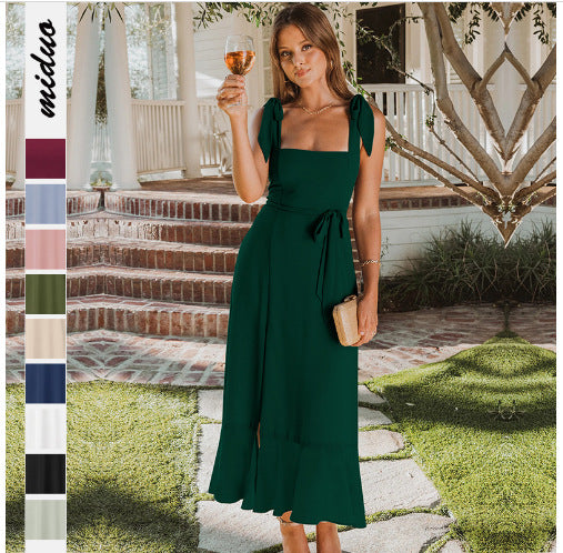 Damen Sommerliches Maxikleid mit eleganter Schleifenverzierung EB