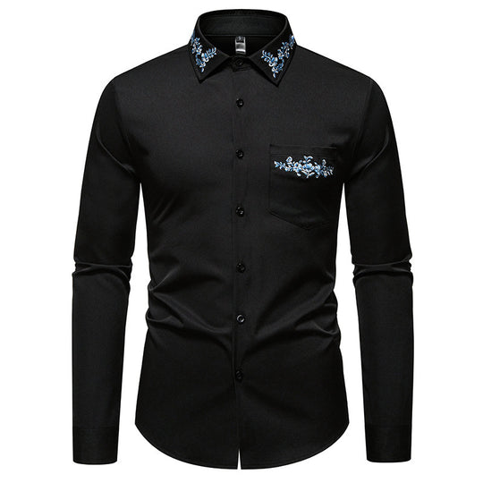 Herren elegantes Hemd mit kunstvollem Bestickungsdesign EB