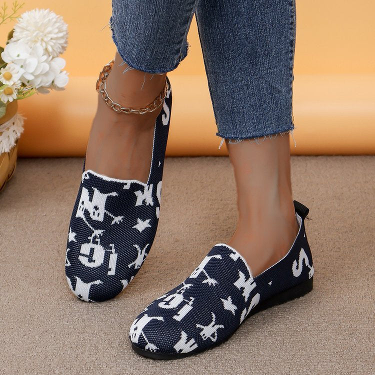 Damen Modische Slip-On Schuhe aus atmungsaktivem Material mit stylischem Print EB