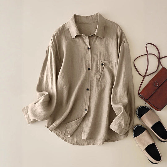 Damen Leichtes Hemd mit lässigem Schnitt und Brusttasche EB