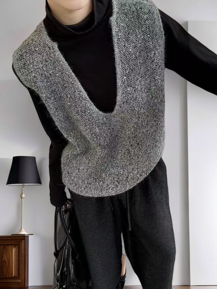 Damen Strickweste mit tiefem V-Ausschnitt und lockerem Schnitt EB