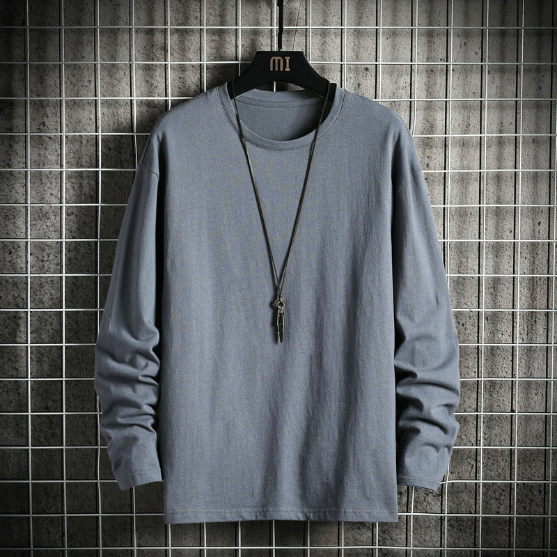 Herren nan lässiges Baumwoll-Basic-Langarmshirt mit Rundhals, Relaxed Fit und verstärkter Saumverarbeitung EB