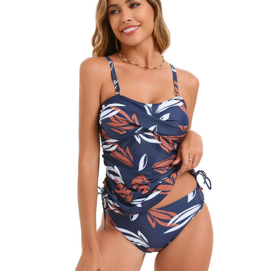Damen Einteiler Badeanzug mit Raffung und floralem Druck EB
