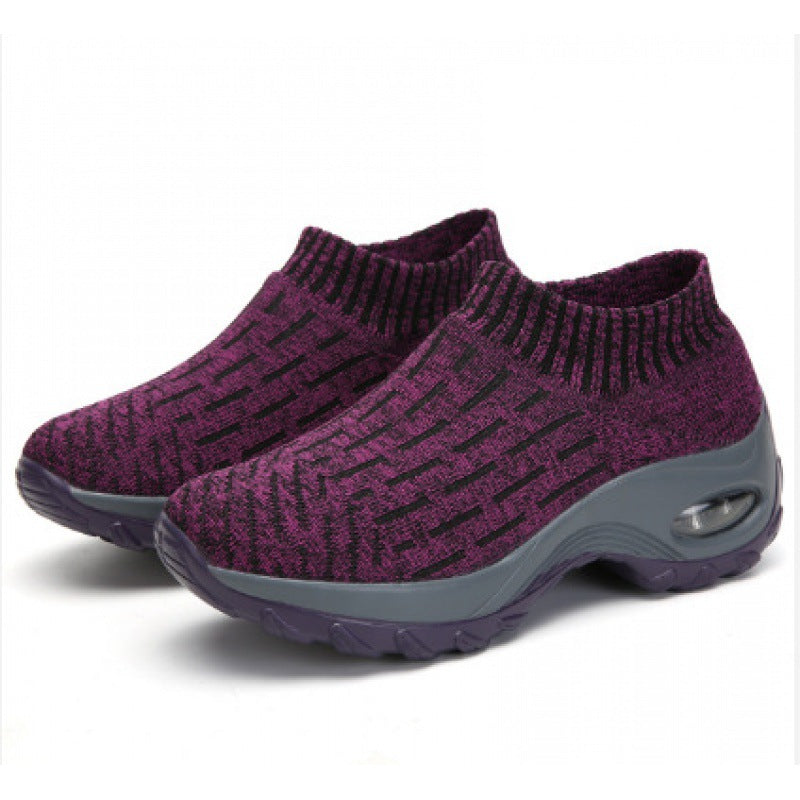Damen Slip-On Sneakers mit atmungsaktiver Strick-Oberfläche und stoßdämpfendem Fußbett EB