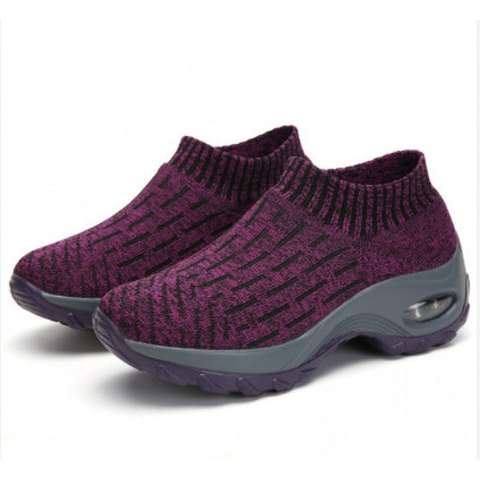 Damen Slip-On Sneakers mit atmungsaktiver Strick-Oberfläche und stoßdämpfendem Fußbett EB