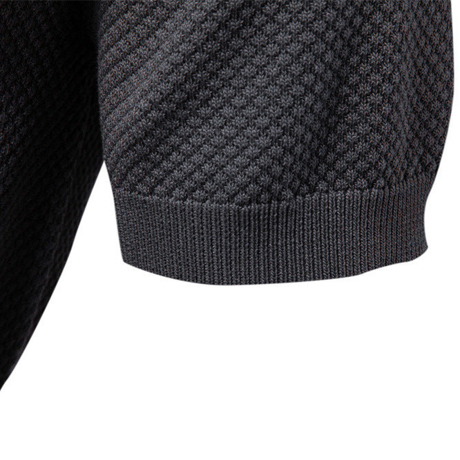 Herren nan strukturiertes Feinstrickpoloshirt mit offenem Reverskragen EB