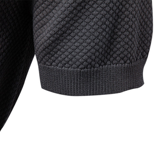Herren nan strukturiertes Feinstrickpoloshirt mit offenem Reverskragen EB