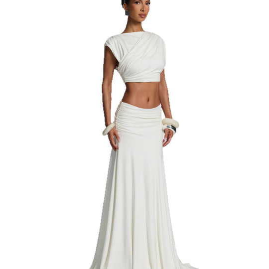 Damen Elegantes Wickelkleid mit drapiertem Oberteil und fließendem Rock EB