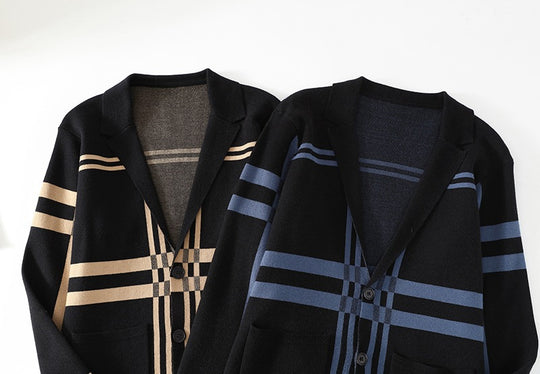 Herren modische Strickjacke mit einzigartigem Karomuster EB