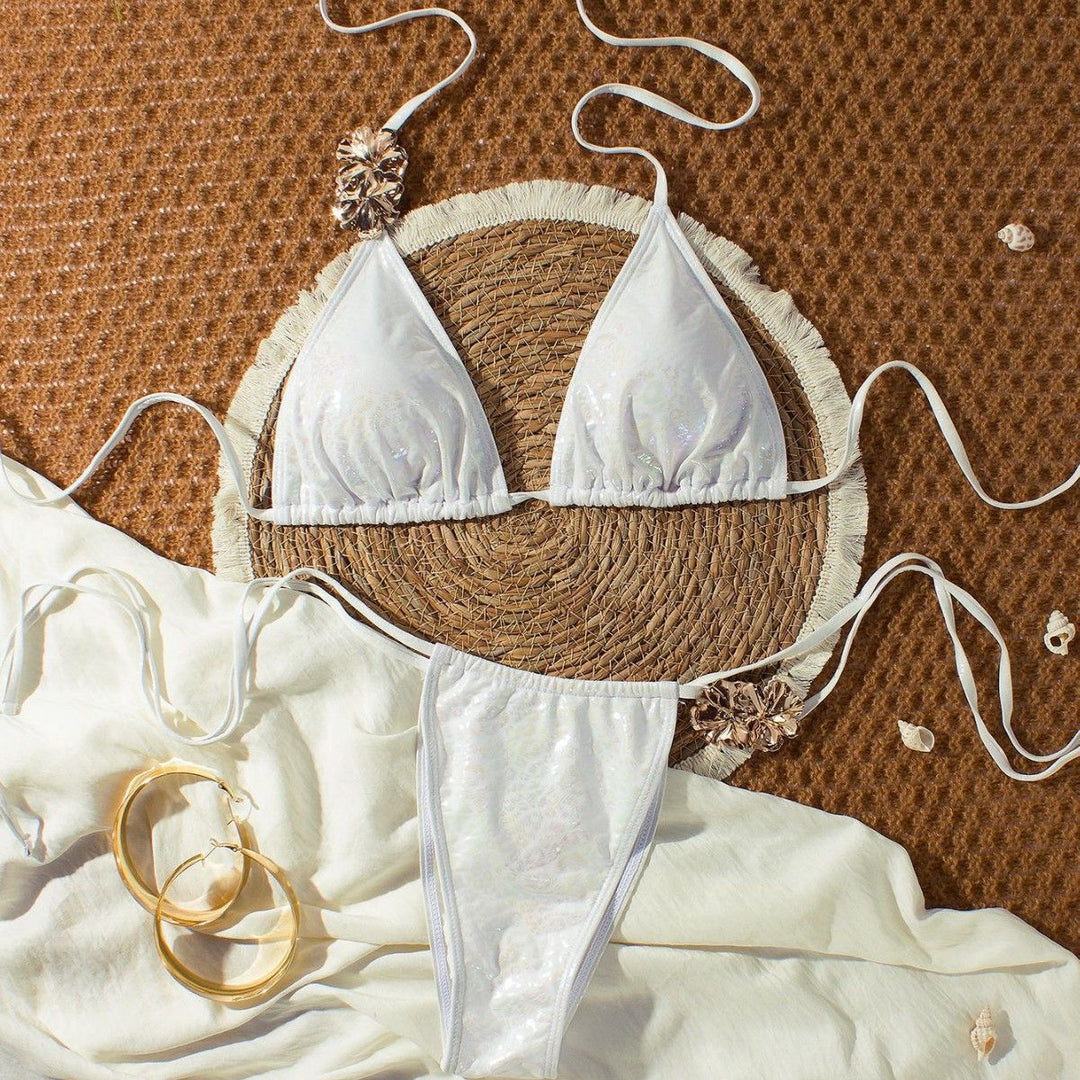Damen Triangel-Bikini mit glitzernden Verzierungen EB