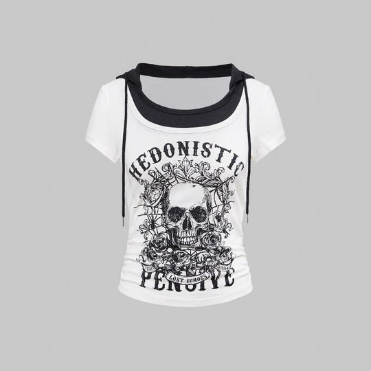 Damen Grafik T-Shirt mit Distressed Skull-Design EB