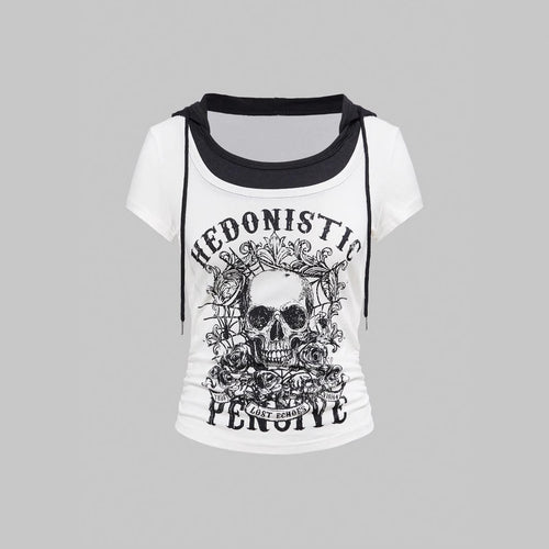 Damen Grafik T-Shirt mit Distressed Skull-Design EB